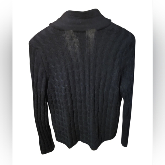 Talbots 100% Merino Wool Black Cable Knit Cardigan Size XLarge - Picture 2 of 4
